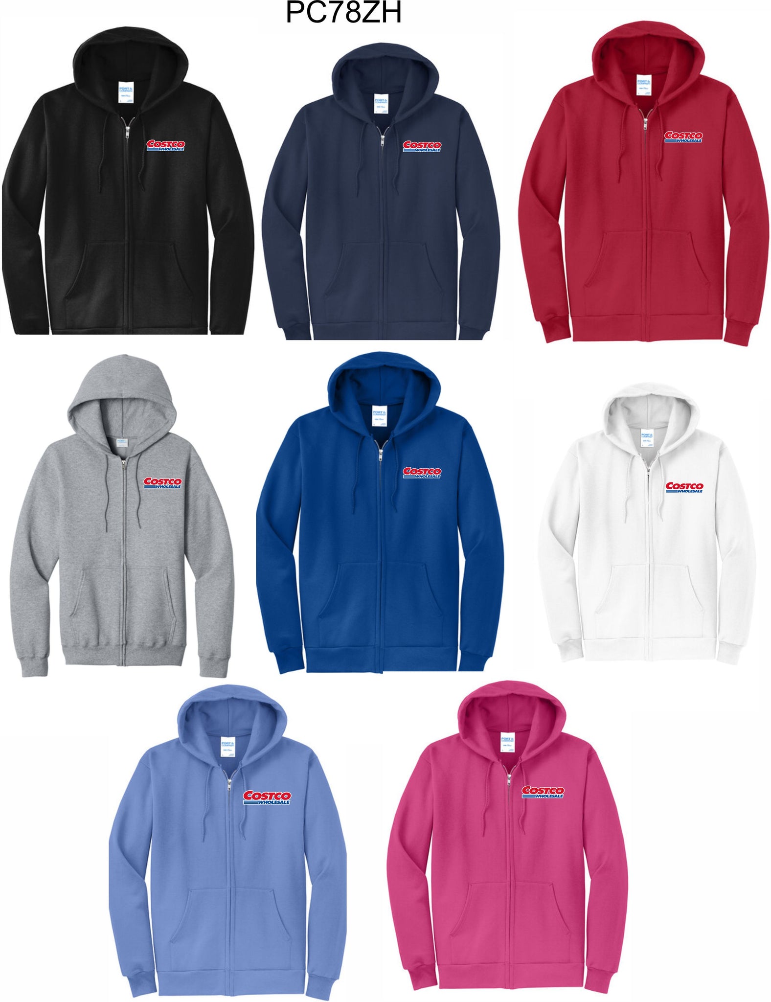 Costco - Port & Co™ Core Fleece Full-Zip Hooded Sweatshirt PC78ZH