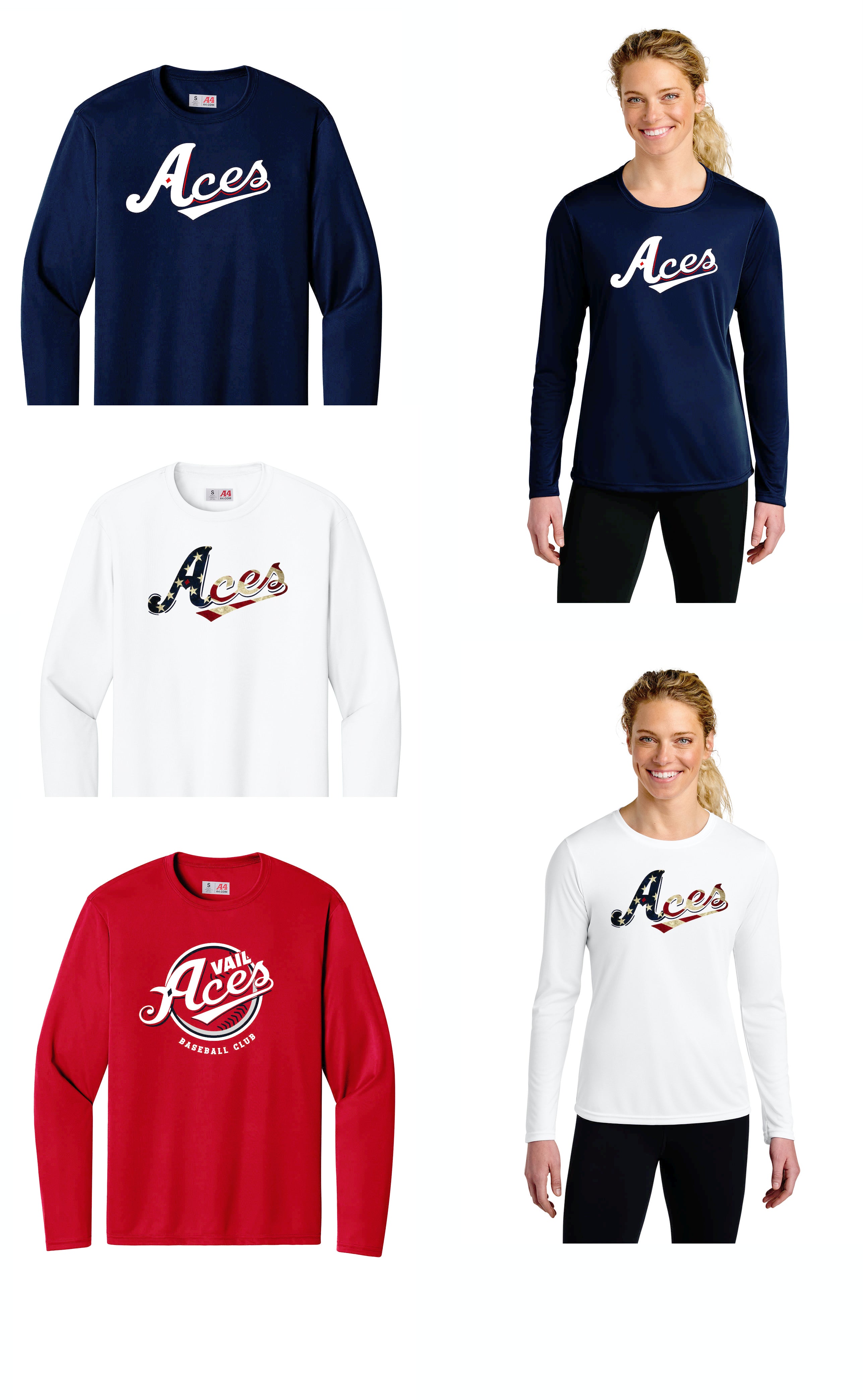 Vail Aces- Long Sleeve A4 Dri fit shirt