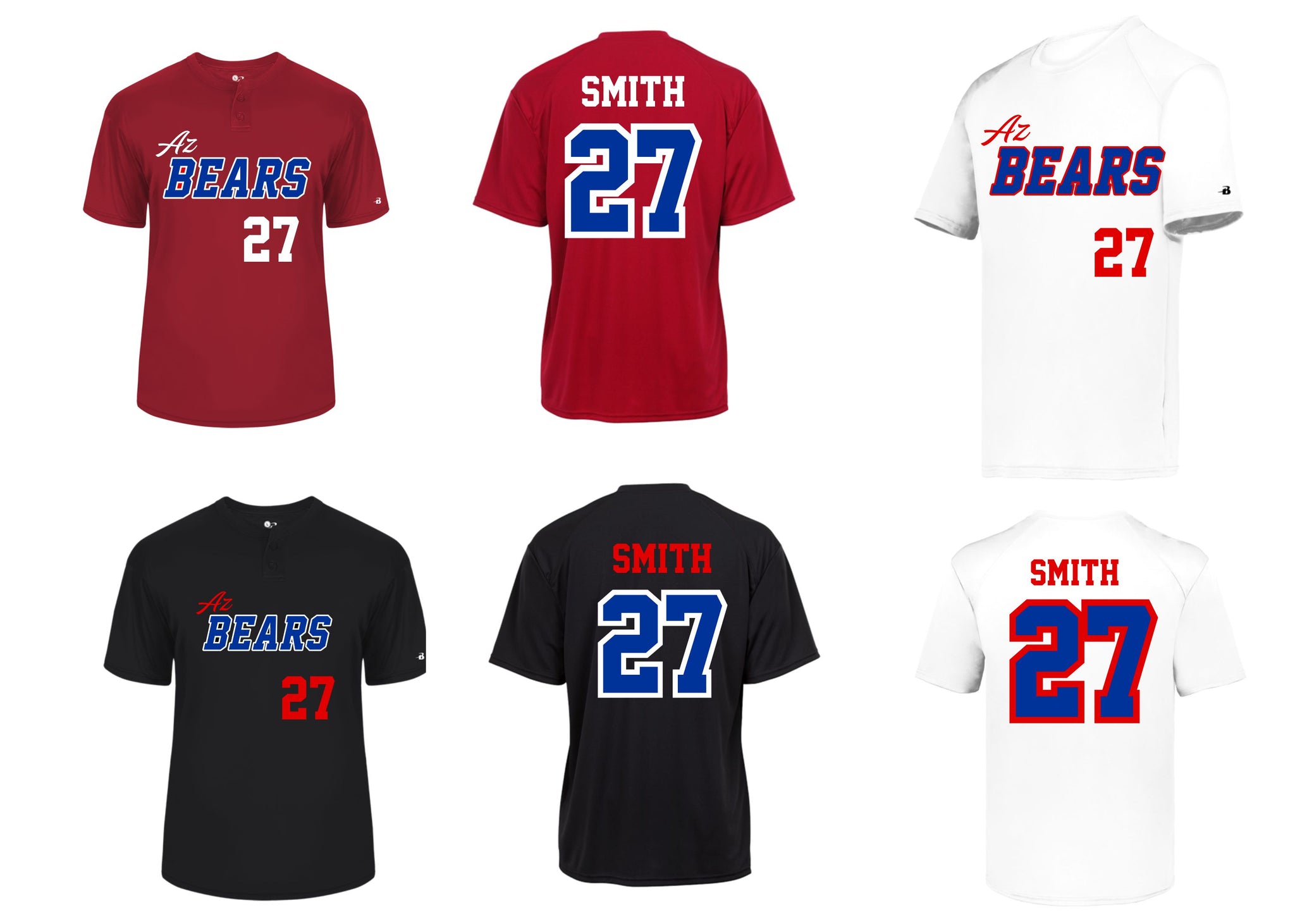 AZ Bears - 2 Button GAME Jerseys and white dri fit