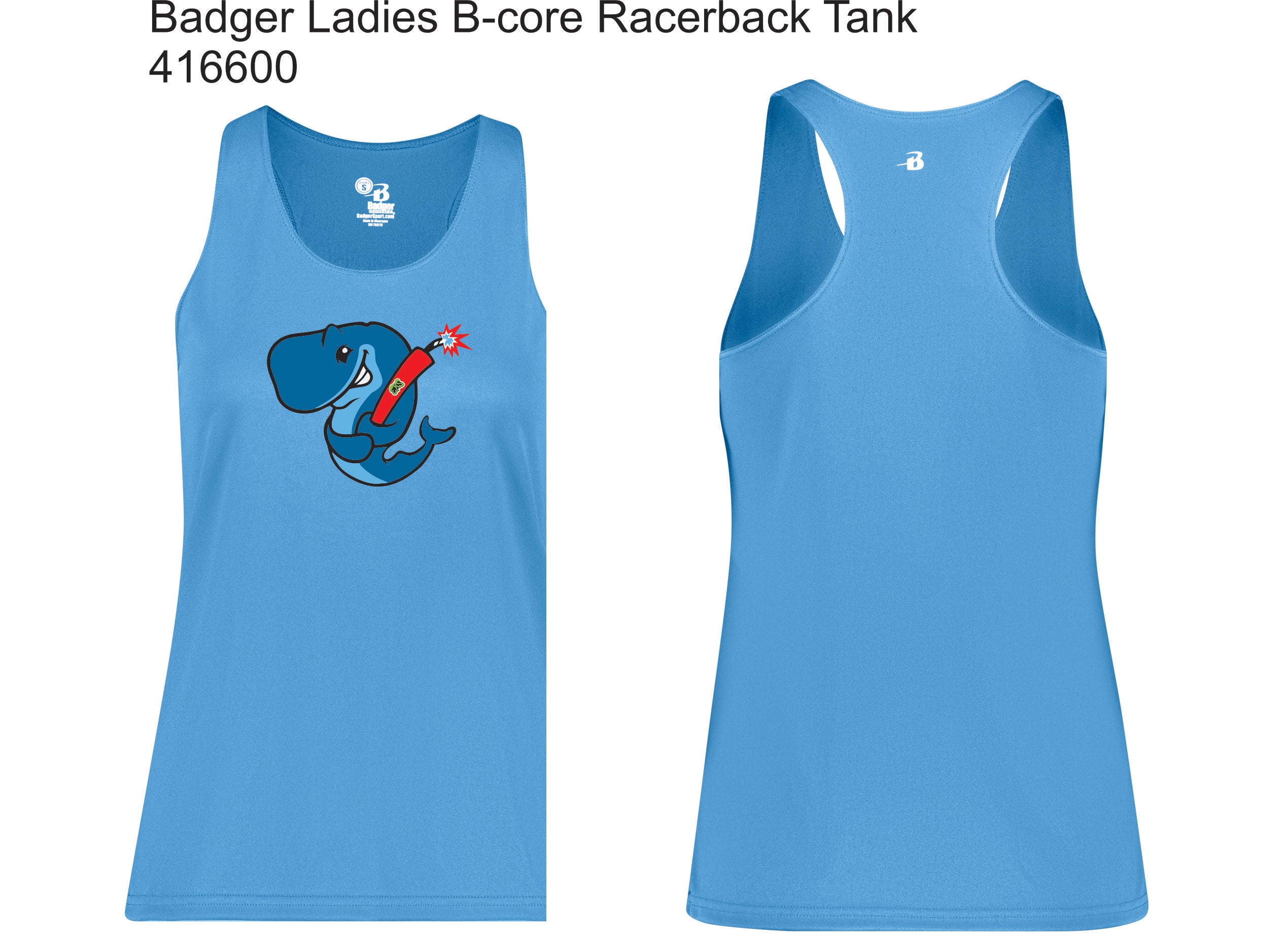 Exploding whales- Badger ladies dri fit racerback tank top