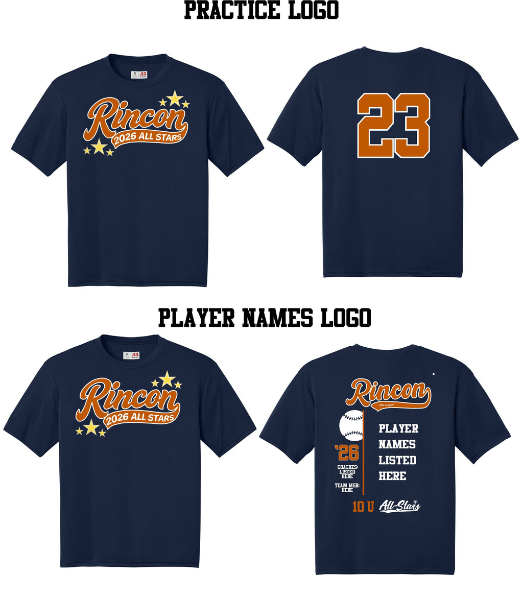 Rincon little league fanwear shirt- A4N3142 or Bella Canvas BC3001