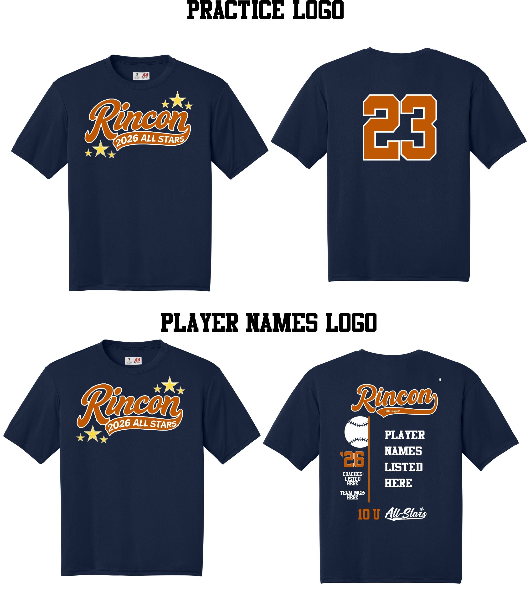 Rincon little league fanwear shirt- A4N3142 or Bella Canvas BC3001