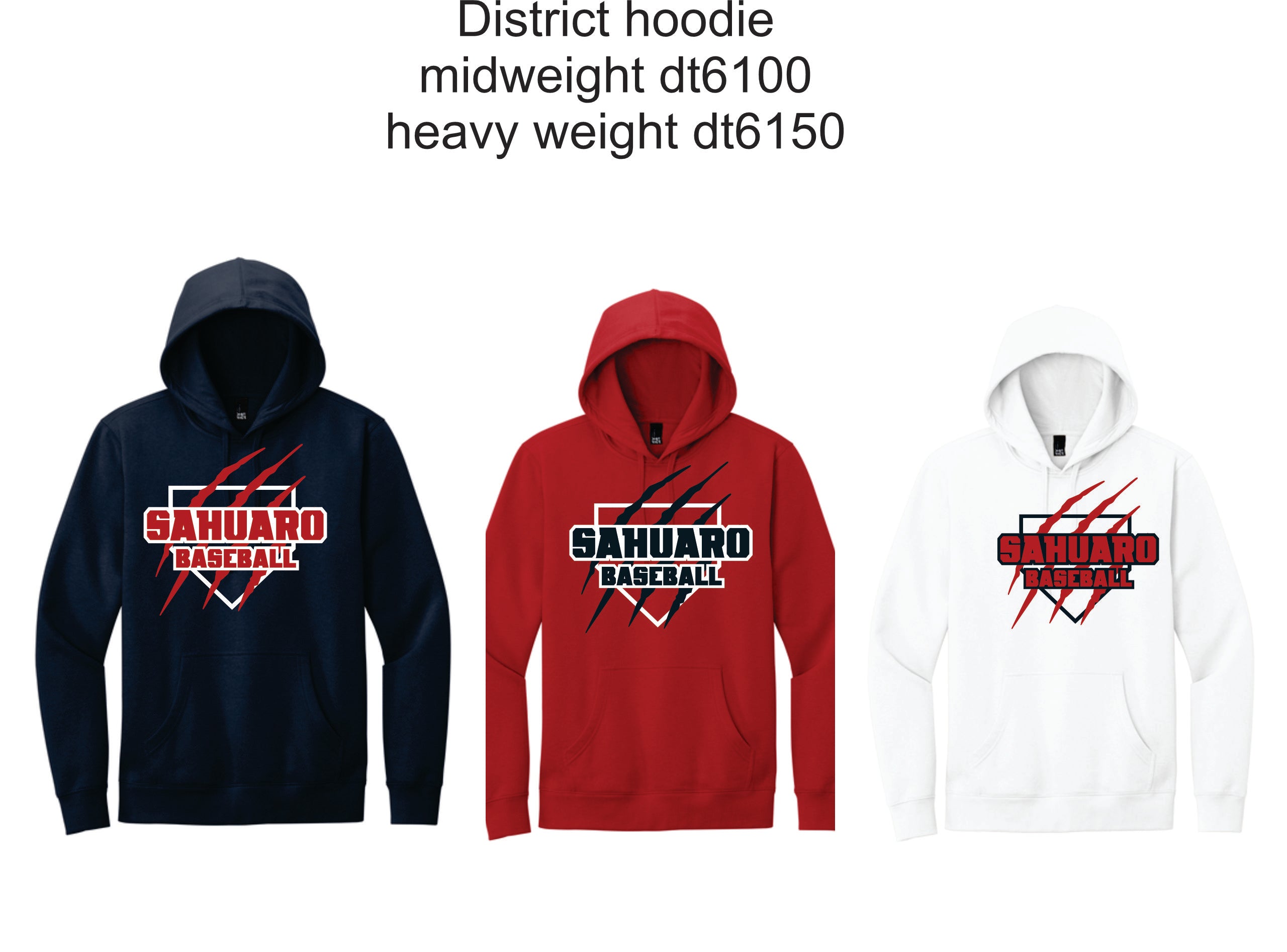 Sahuaro Baseball District mid weight Hoodie (DT6100)