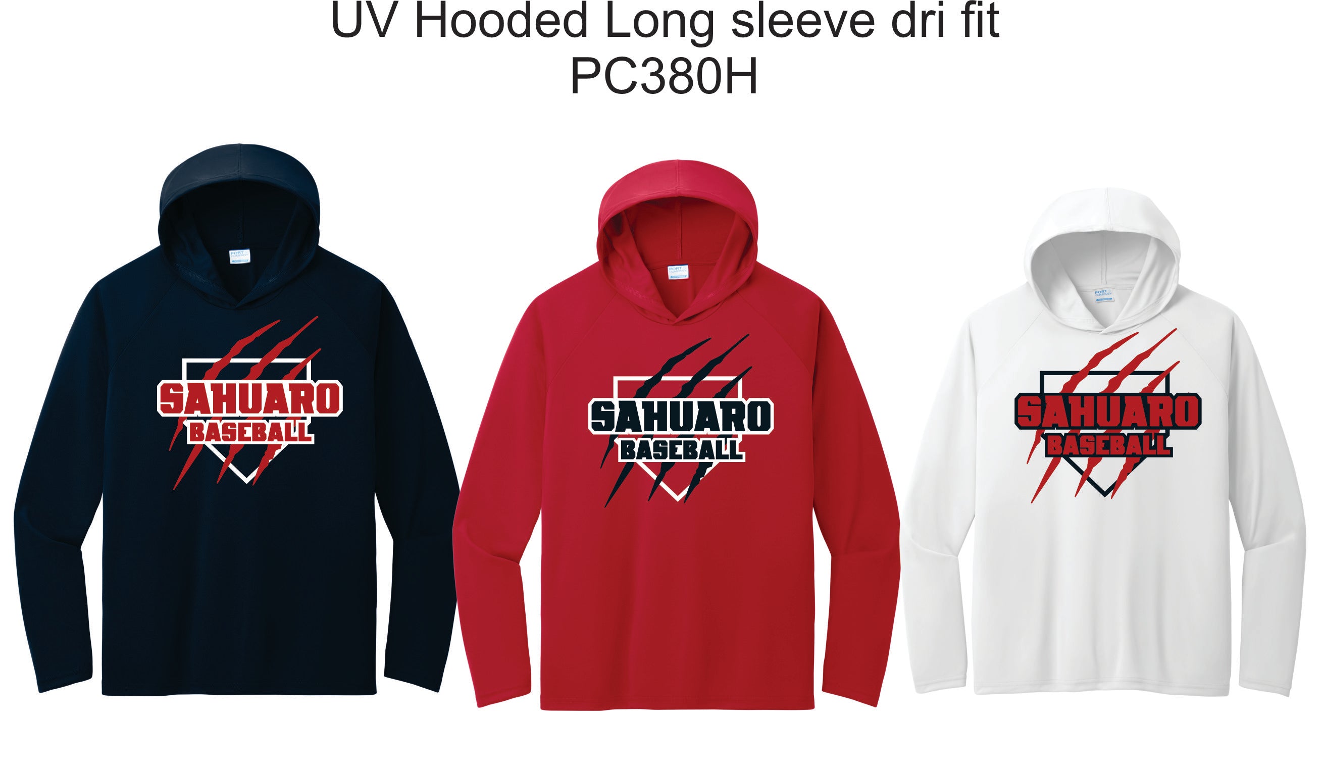 Sahuaro Baseball UV Hooded Dri Fit Long sleeve shirt (PC380H)