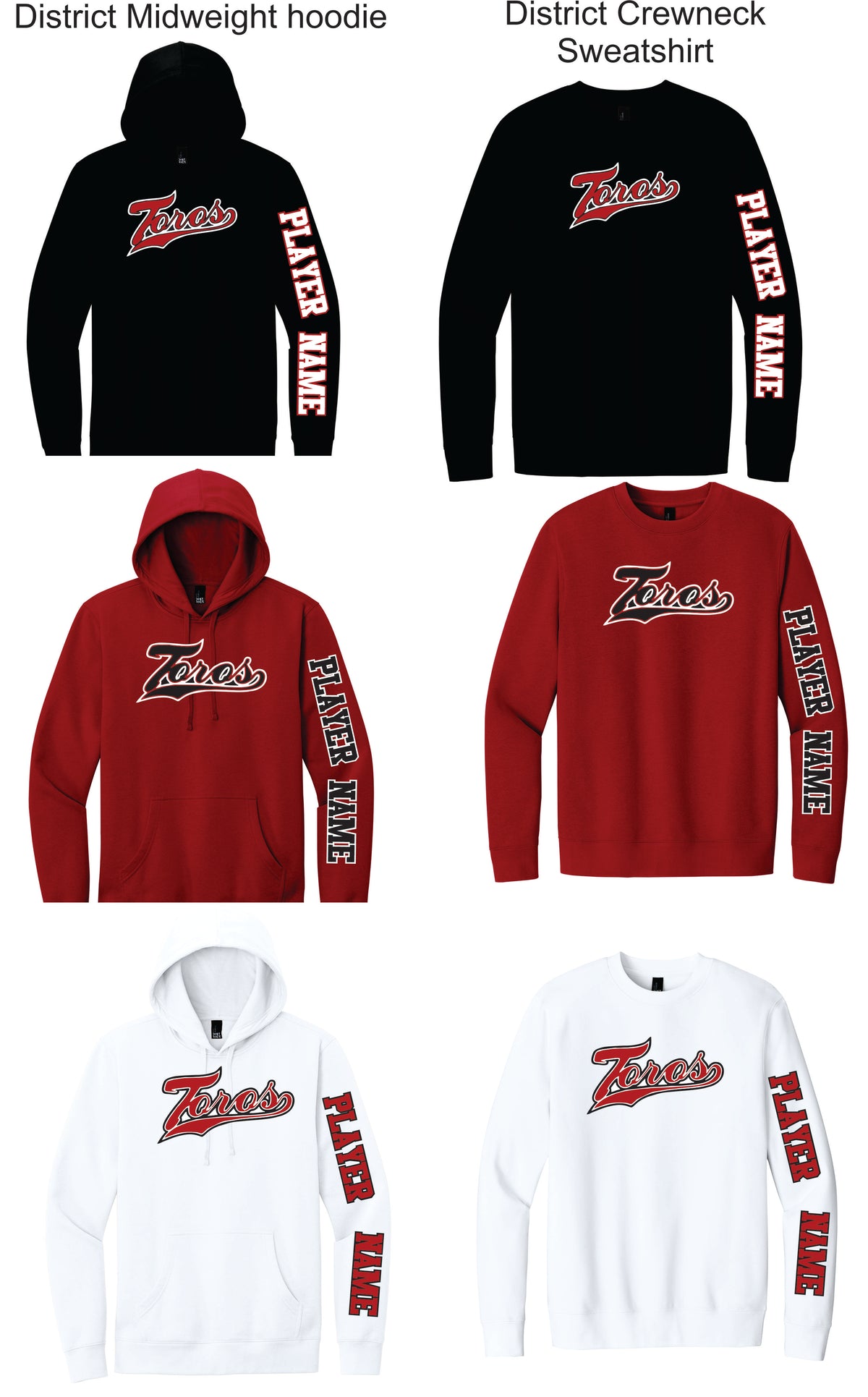 Tucson Toros District mid weight Hoodie/crewneck (DT6100/DT6104)