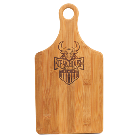 Custom 13 1/2" x 7" Bamboo Paddle Shape Cutting Board