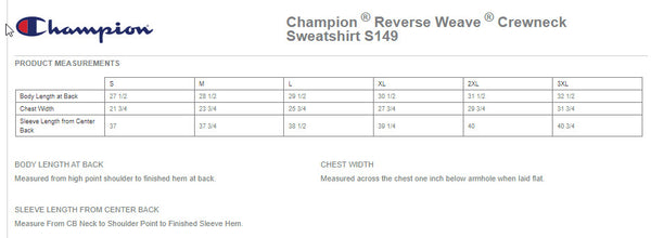 Champion Crew Neck Reverse Weave Sweatshirt - S149